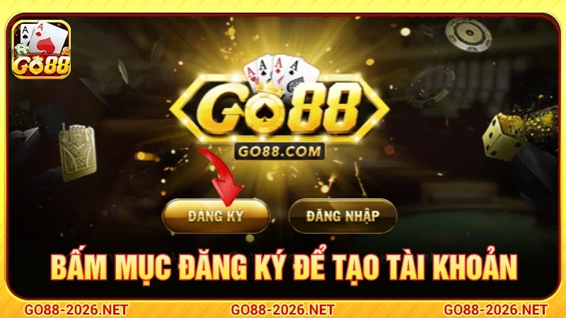 Bấm mục đăng ký hiện trên màn hình GO88 
