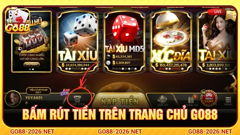Bấm mục rút tiền rồi điền thông tin được yêu cầu 