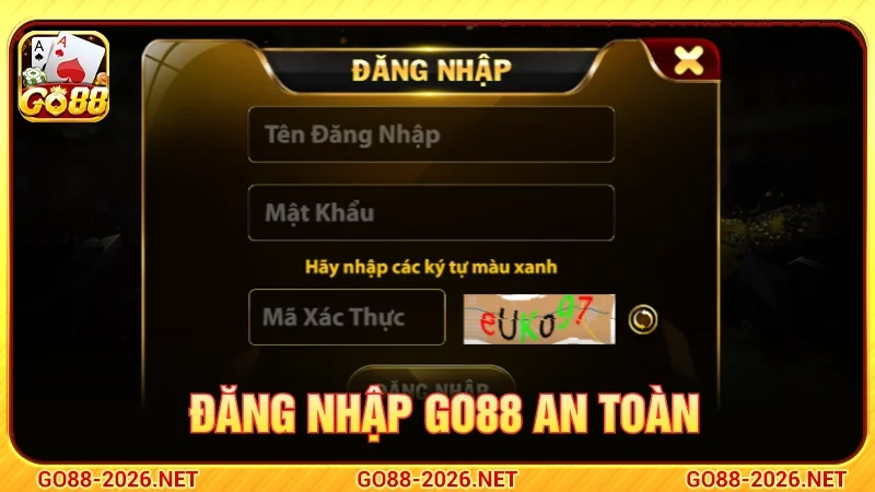 Điền đầy đủ các thông tin đăng nhập GO88