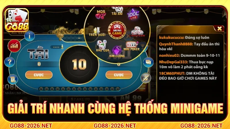 Giải trí nhanh cùng hệ thống minigame 