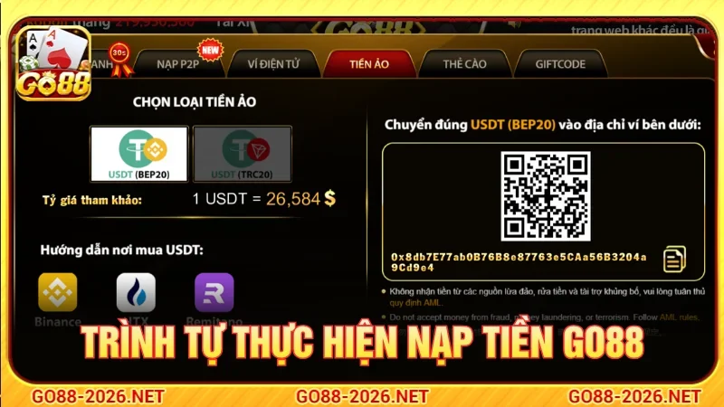 Cách Nạp Tiền GO88 - Hướng Dẫn Phương Thức Nạp Nhanh 4 Trình tự thực hiện nạp tiền GO88 chi tiết, ai cũng làm được